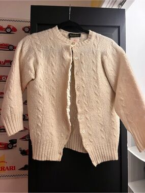 Cream Cable-Knit Button Cardigan